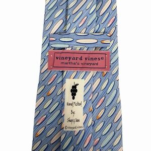 Vineyard Vines Men's Tie Surfboards Blue Multicolor Silk 3.5" (W) x 58" (L) guc